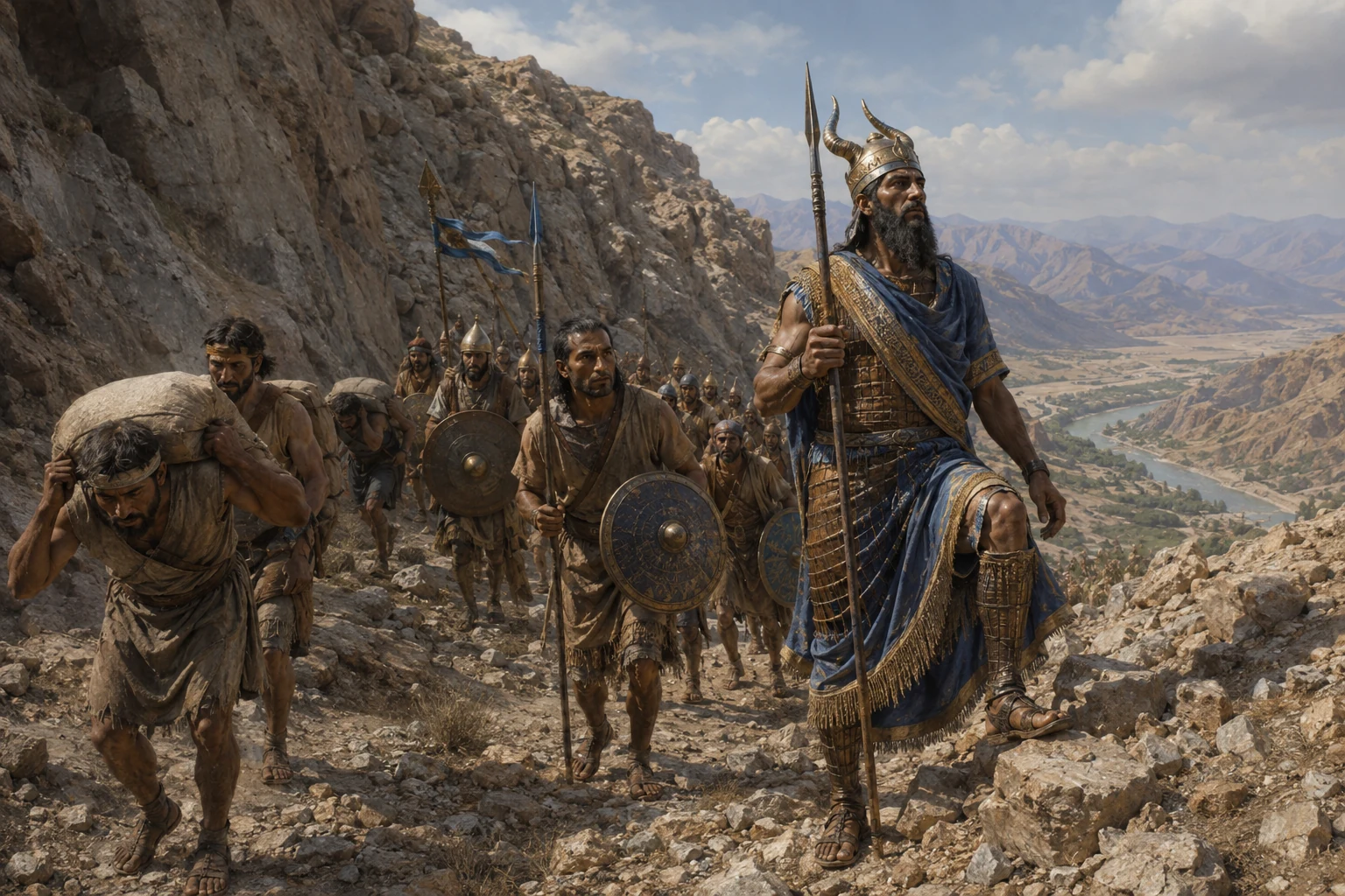 Naram-Sin durante una campaña en las montañas.